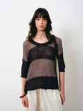 Hand-Knitted Cotton Mid-Sleeve Top