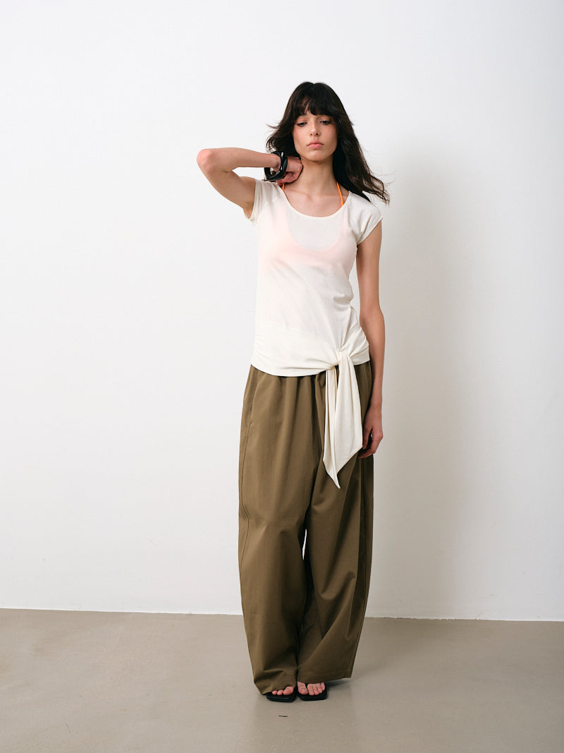 Modal knotted raglan short-sleeved T-shirt