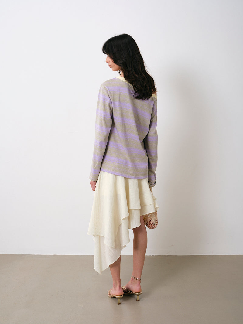 Layered Asymmetrical Skirt in Tencel Linen Blend