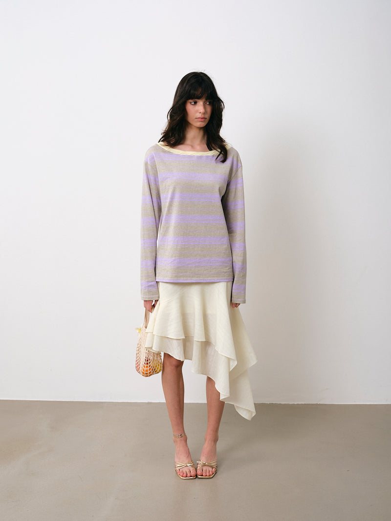 Layered Asymmetrical Skirt in Tencel Linen Blend
