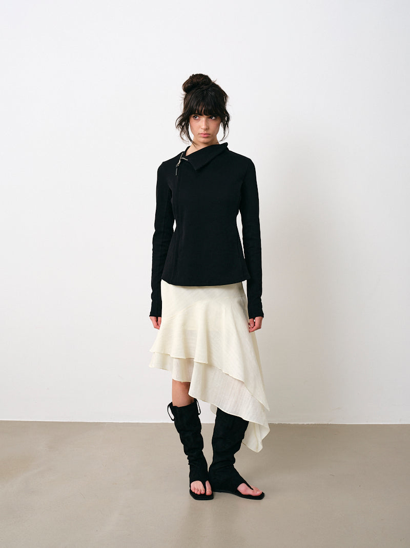 Layered Asymmetrical Skirt in Tencel Linen Blend