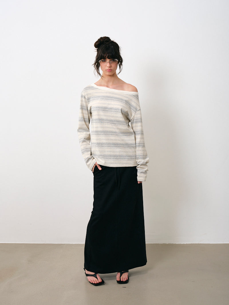 Striped Long Sleeve Top with Twist Neck Detail