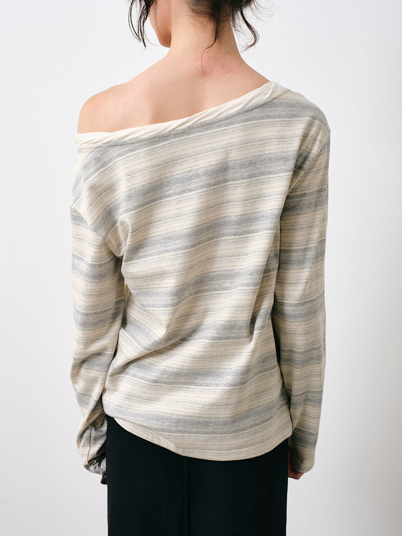 Striped Long Sleeve Top with Twist Neck Detail