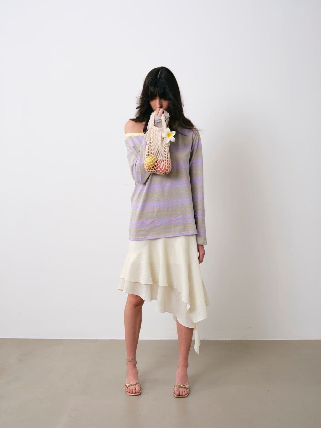 Layered Asymmetrical Skirt in Tencel Linen Blend