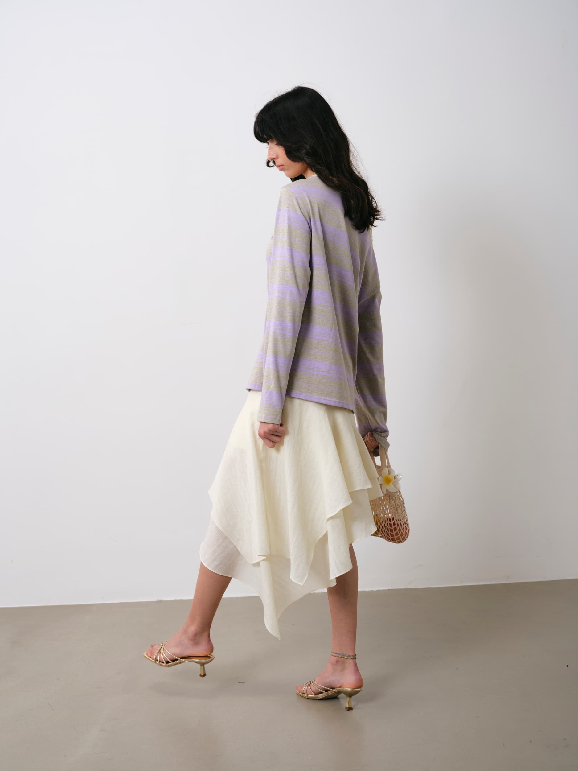 Layered Asymmetrical Skirt in Tencel Linen Blend