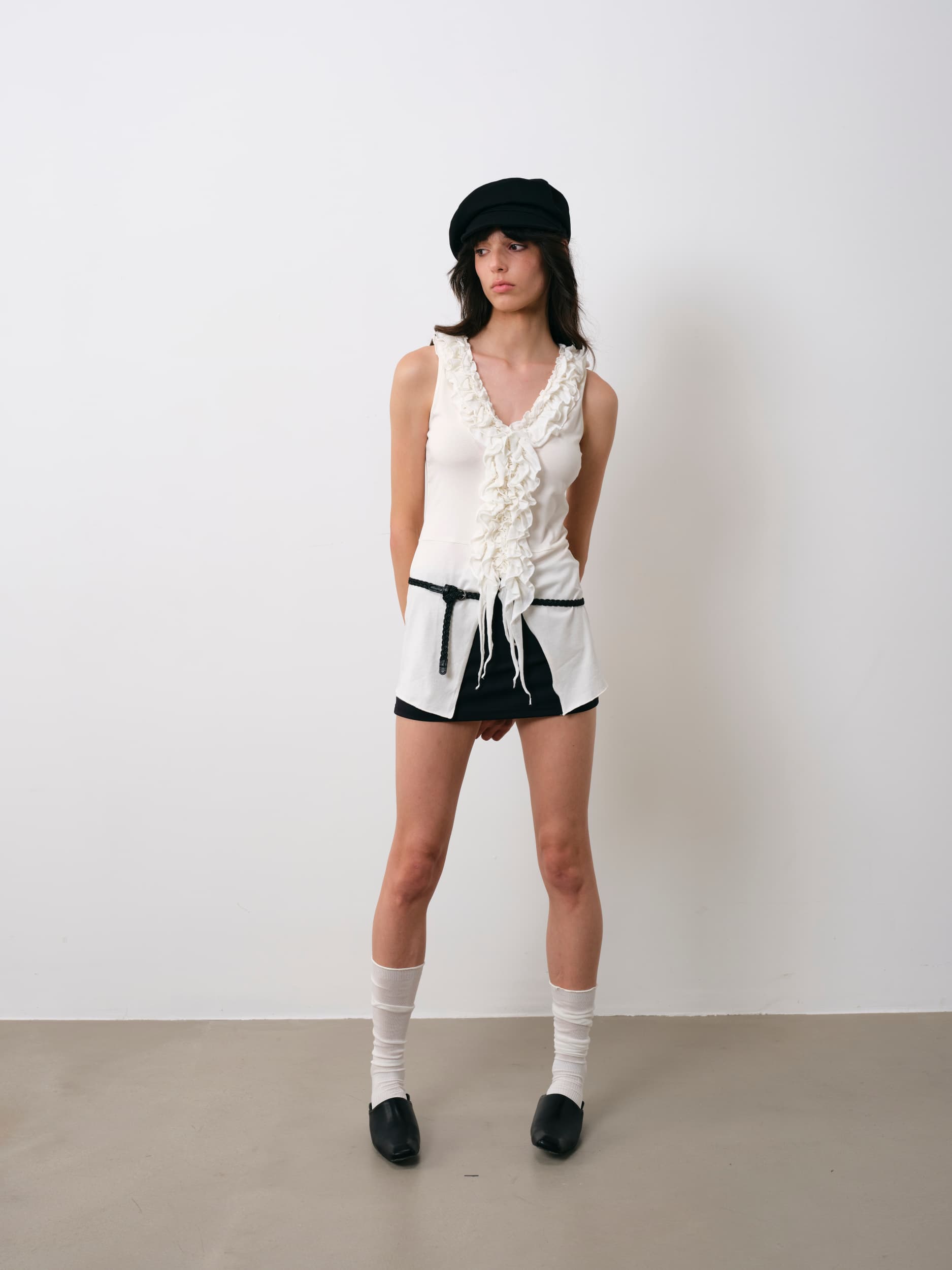 Ruffled Modal Layered Slim Tank Top