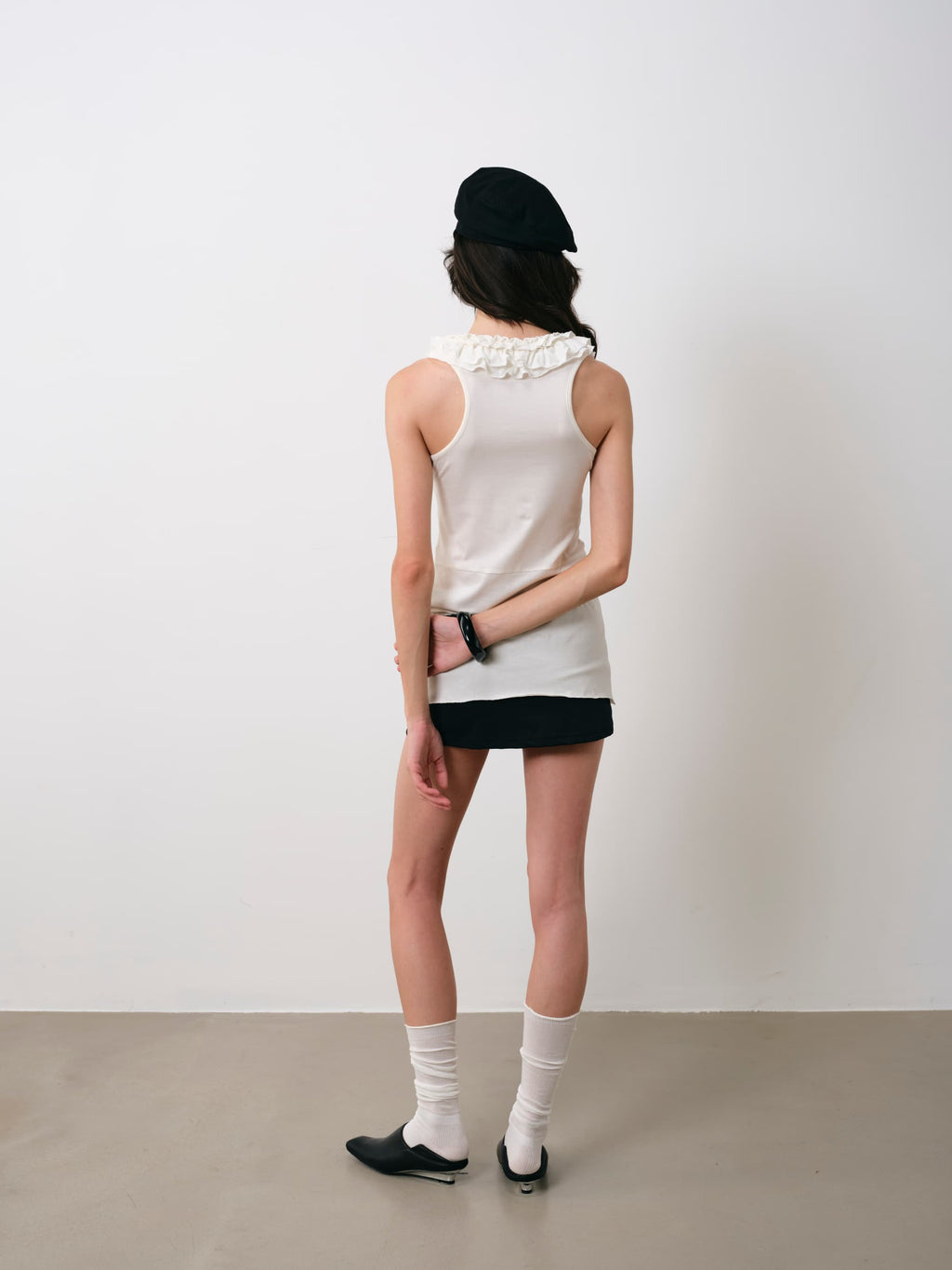 Ruffled Modal Layered Slim Tank Top