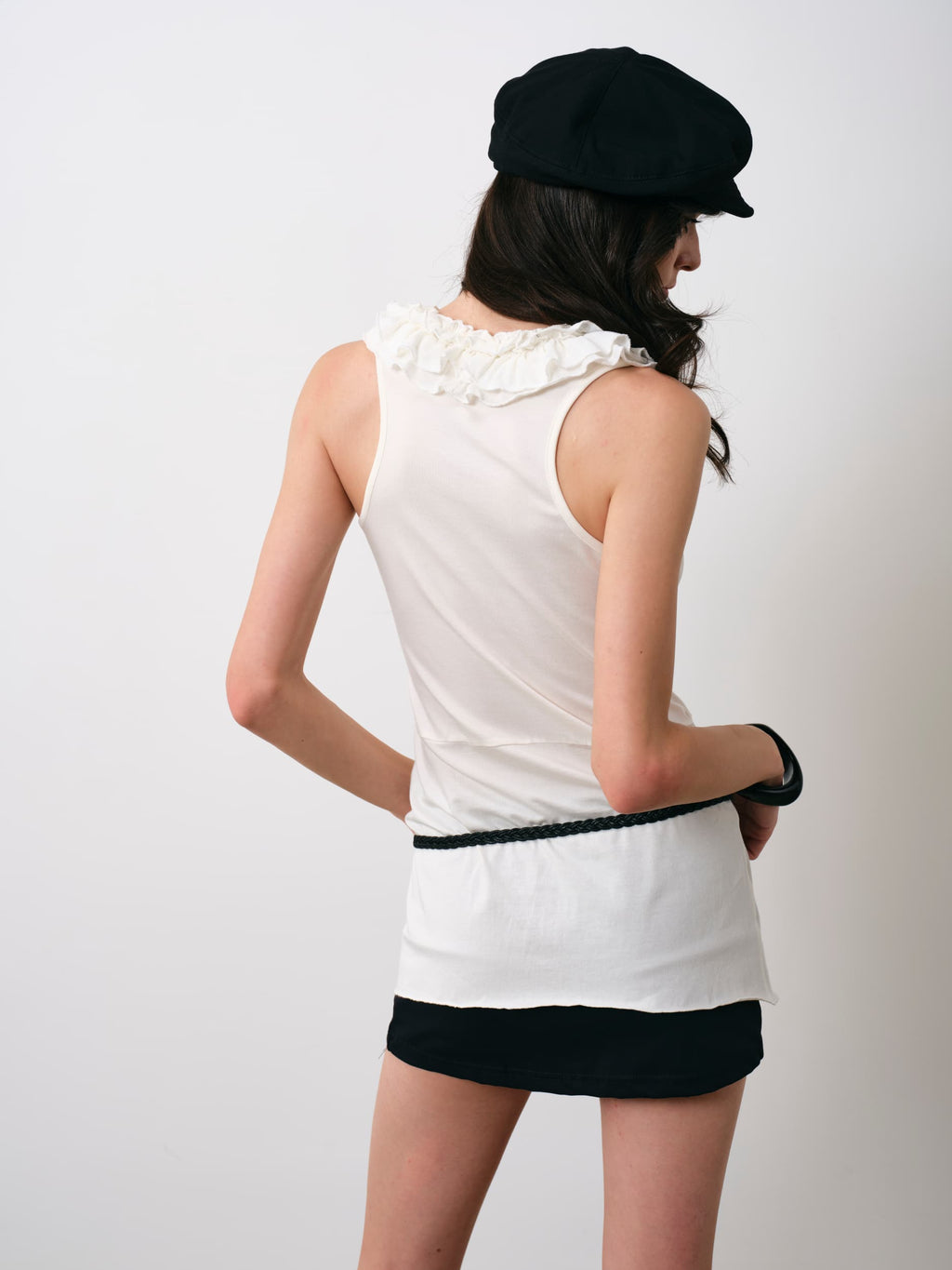 Ruffled Modal Layered Slim Tank Top