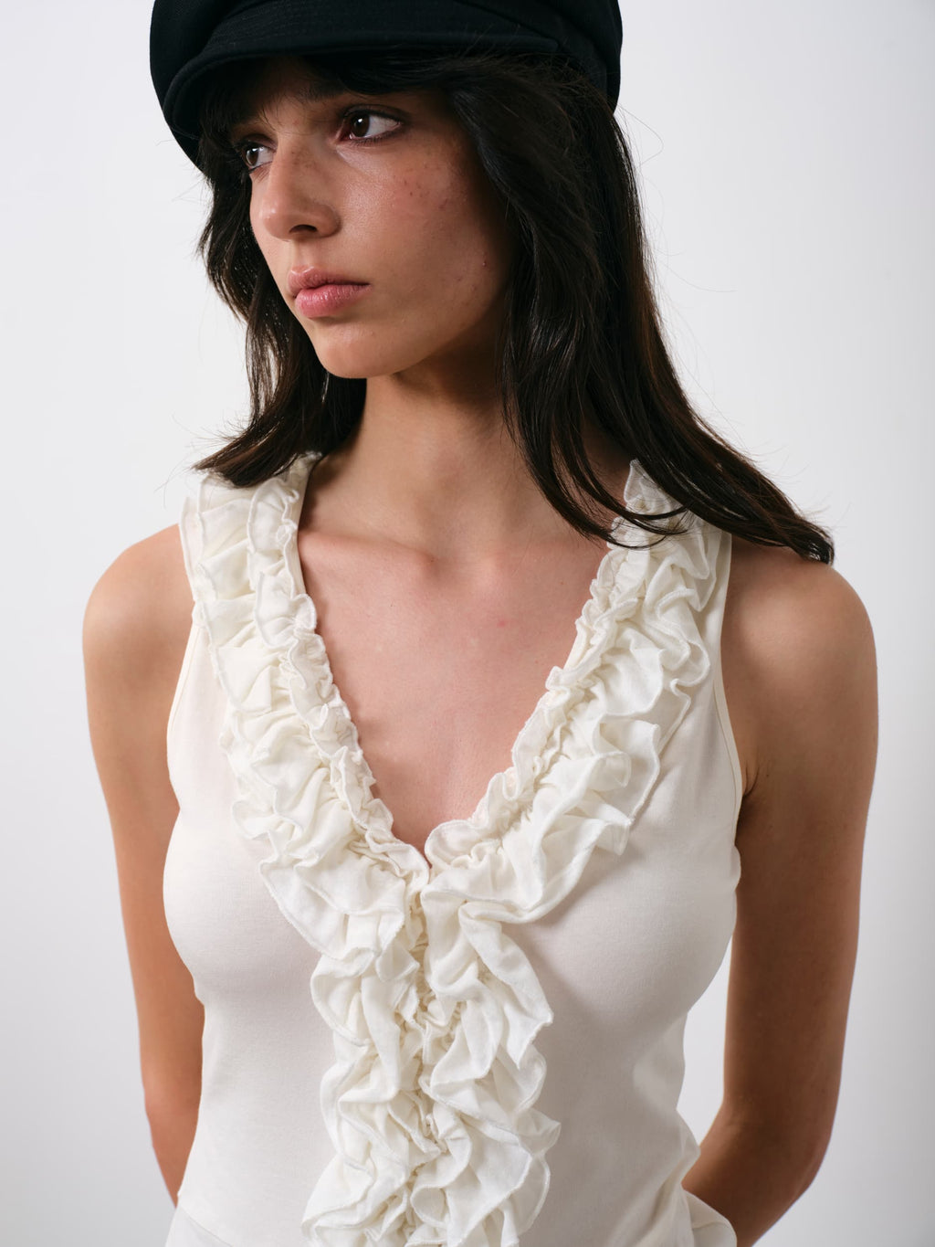 Ruffled Modal Layered Slim Tank Top