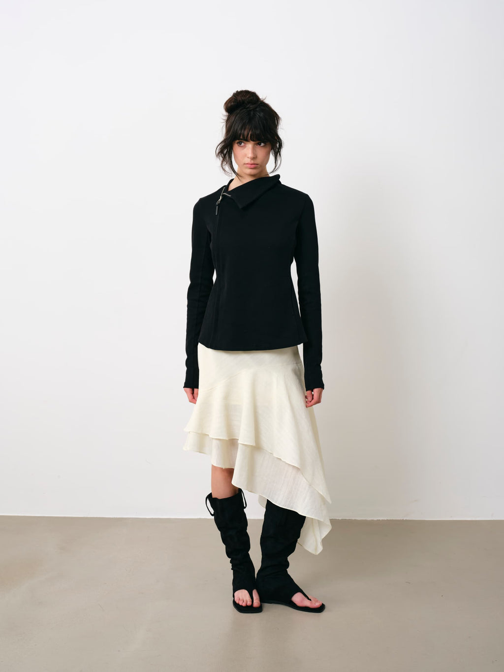Layered Asymmetrical Skirt in Tencel Linen Blend