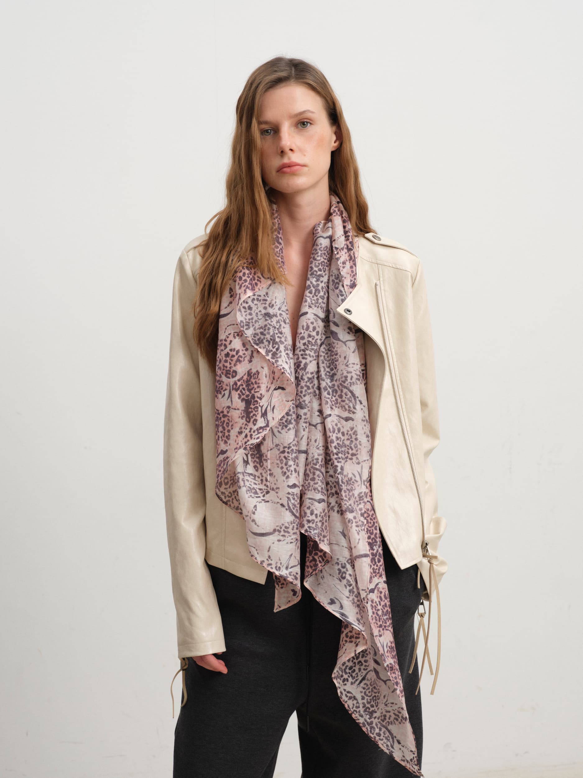 Pink Leopard Floral Print Scarf