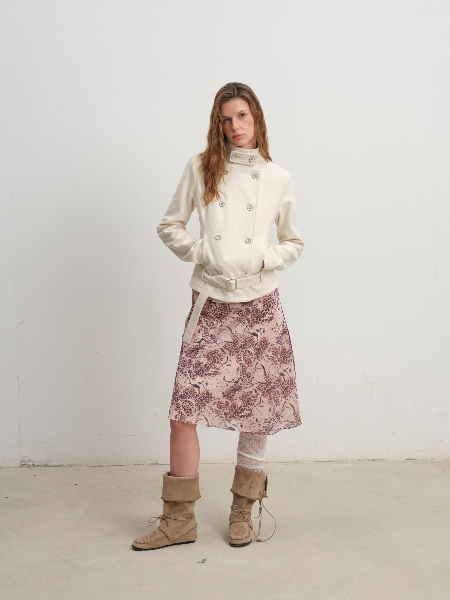 Double-Breasted Fleece-Lined Wool Blend Slim-Fit Jacket