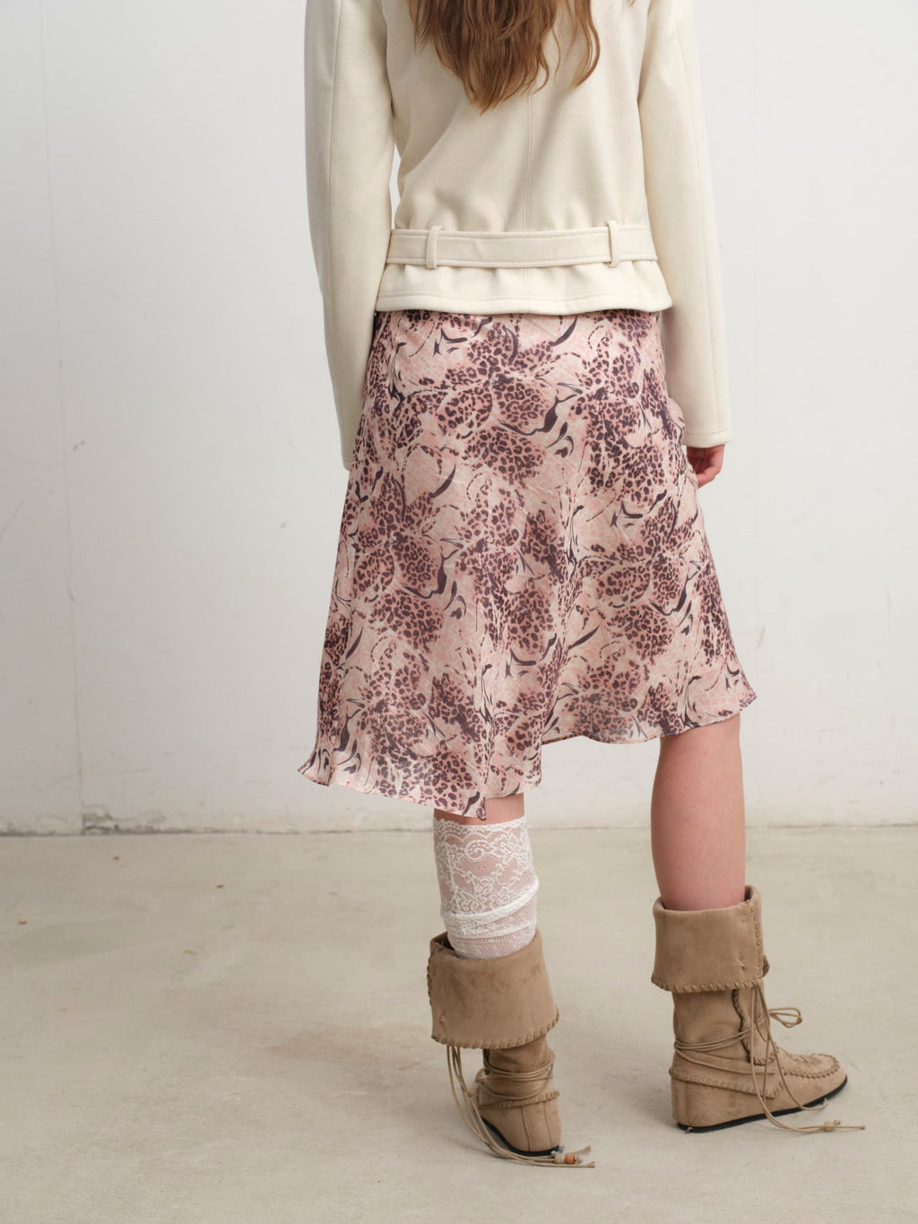 Leopard Floral Print Tie-Waist Midi Dress