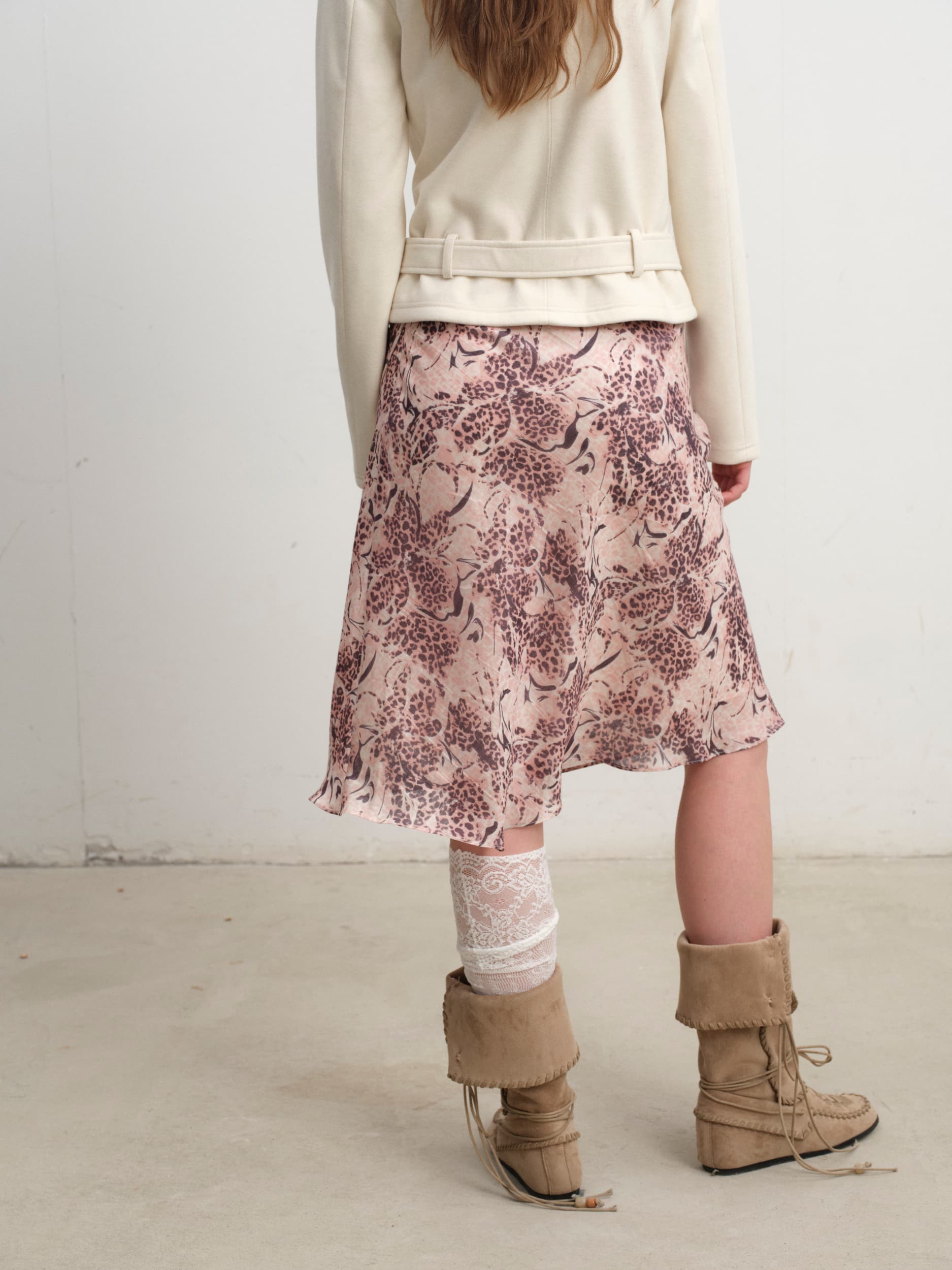 Leopard Floral Print Tie-Waist Midi Dress