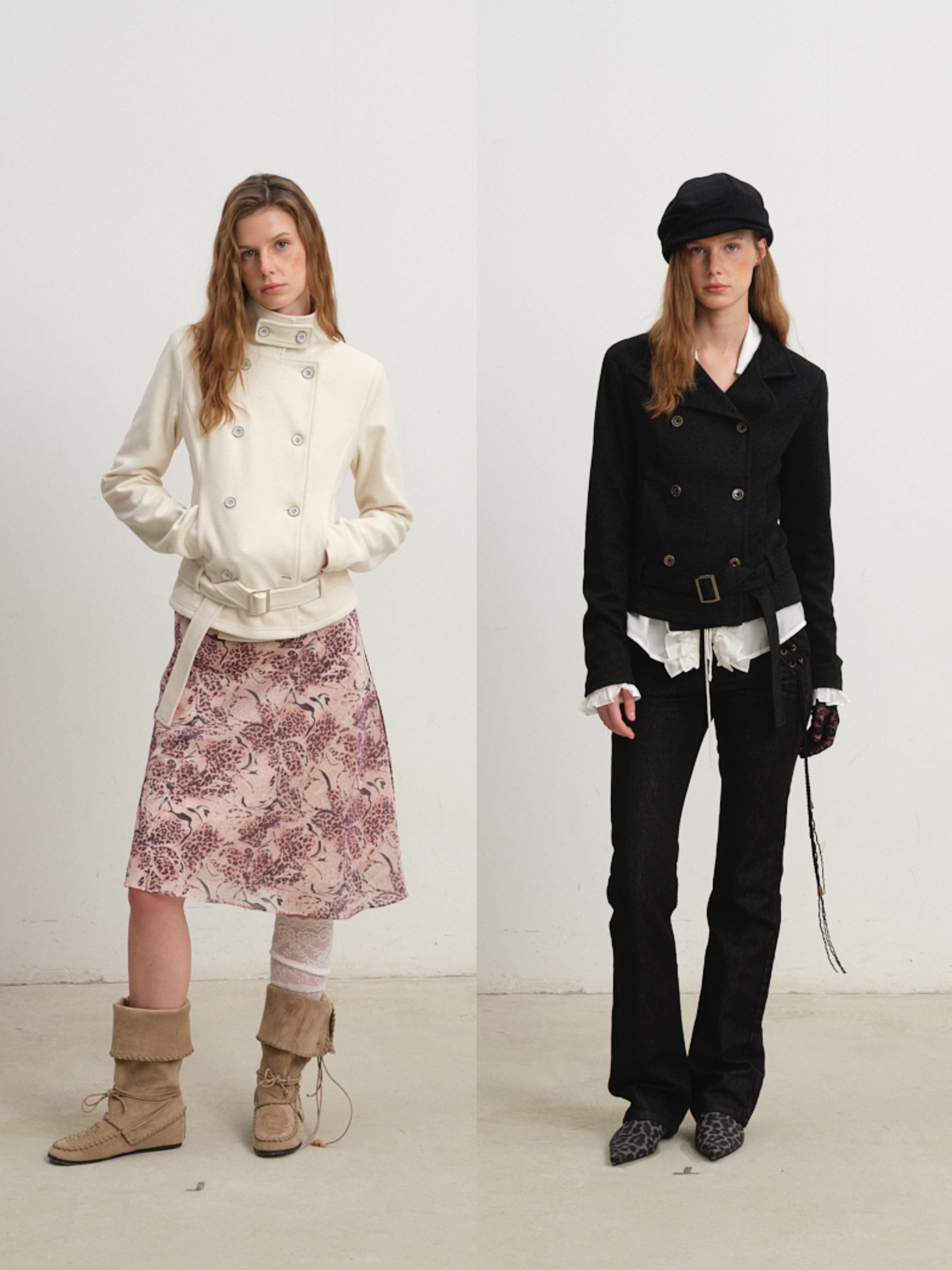 Double-Breasted Fleece-Lined Wool Blend Slim-Fit Jacket