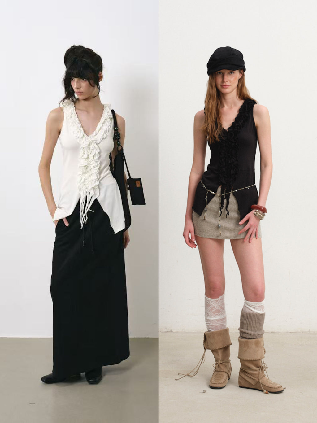 Ruffled Modal Layered Slim Tank Top