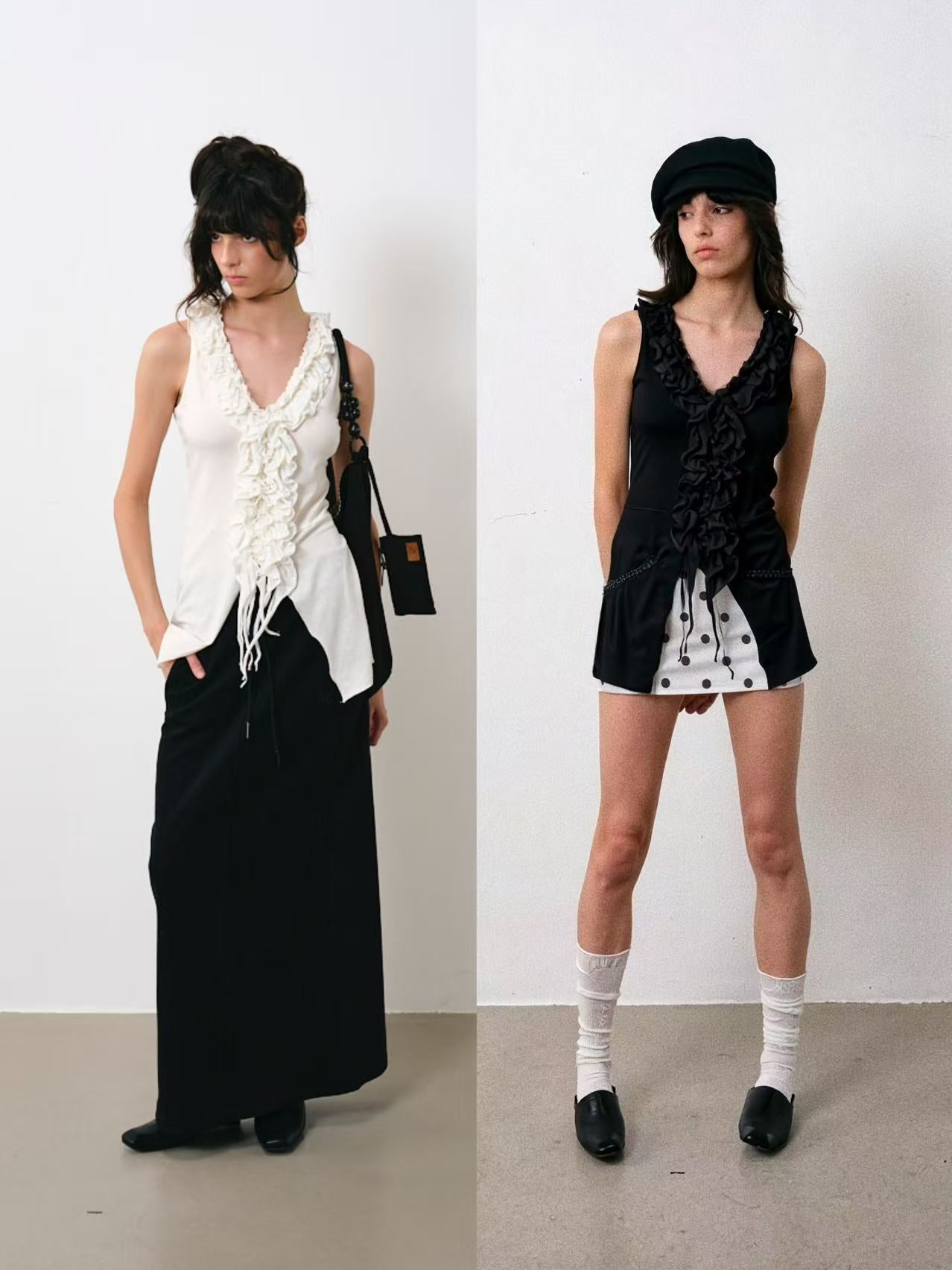 Ruffled Modal Layered Slim Tank Top