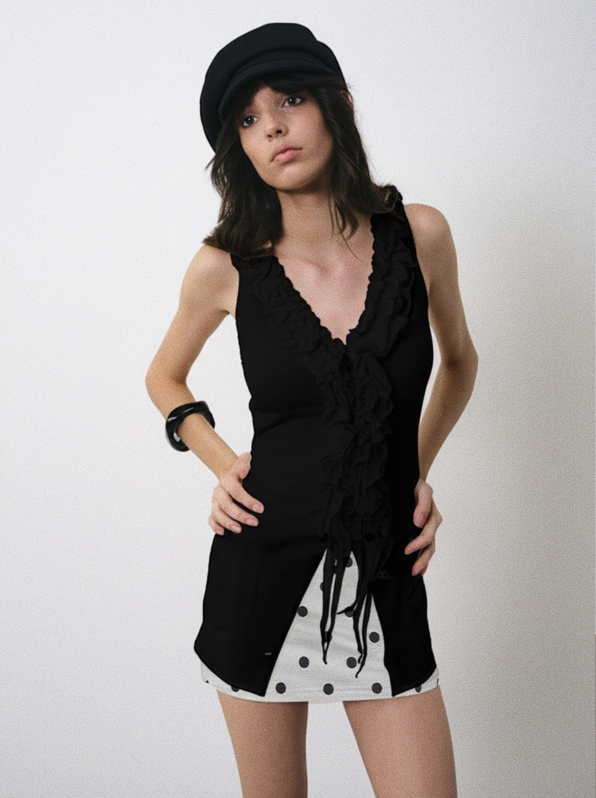 Ruffled Modal Layered Slim Tank Top