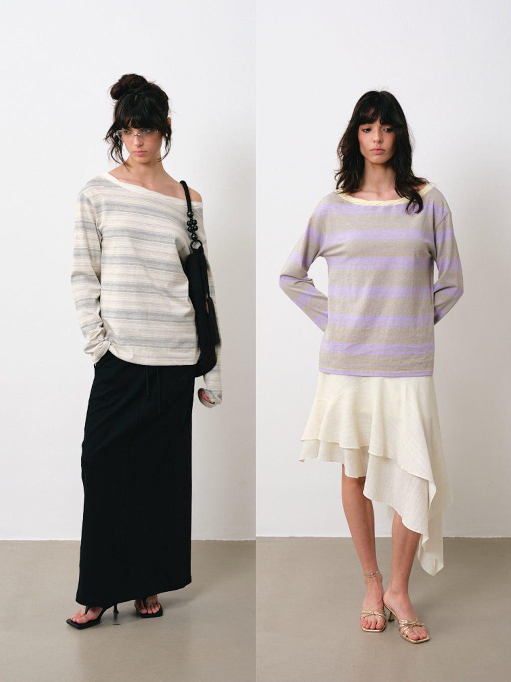 Striped Long Sleeve Top with Twist Neck Detail