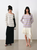 Striped Long Sleeve Top with Twist Neck Detail